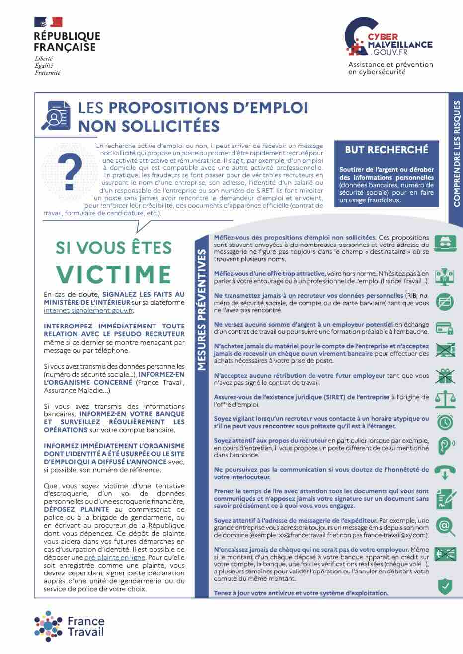 Propositions d'emploi non sollicitées